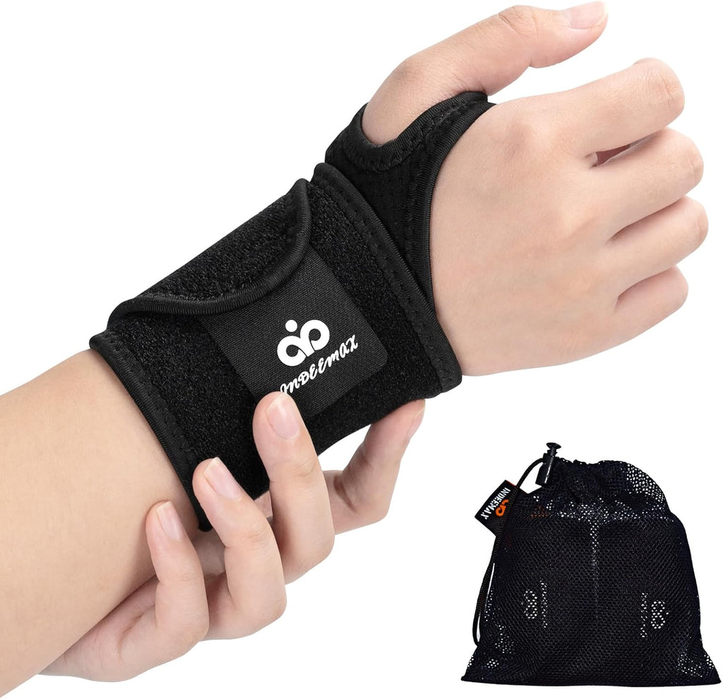 INDEEMAX Copper Carpal Tunnel Wrist Brace, 2 Pack Wrist Support Wraps for Men Women, Adjustable Compression Wrist Brace for Tendonitis, Pain Relief, Arthritis, Sports, Work, Sleeping, Both Hands,black
