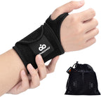 INDEEMAX Copper Carpal Tunnel Wrist Brace, 2 Pack Wrist Support Wraps for Men Women, Adjustable Compression Wrist Brace for Tendonitis, Pain Relief, Arthritis, Sports, Work, Sleeping, Both Hands,black
