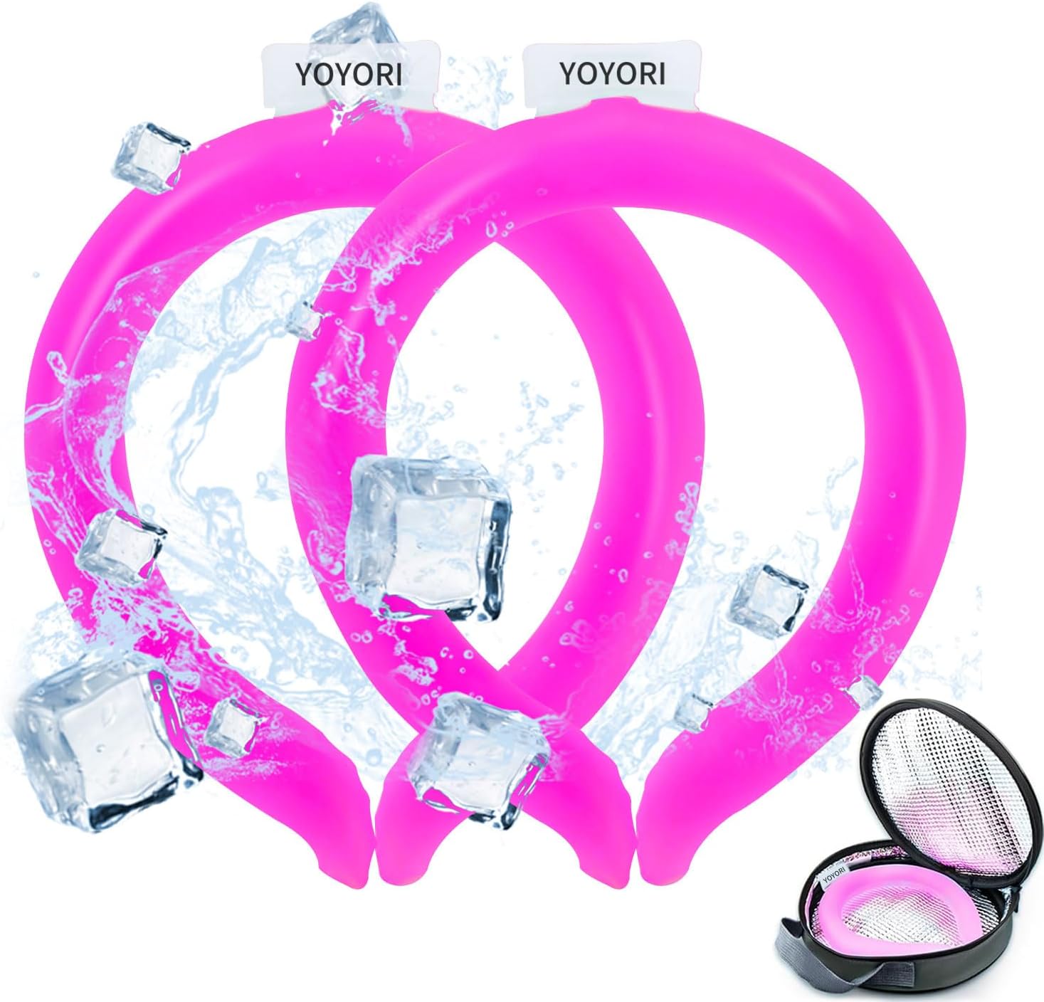 2PCS Neck Cooling Tube with Cold Insulated Bag,Reusable Ice Neck Cool Wearable Body Cooling Products for Summer Heat (Pink*2)