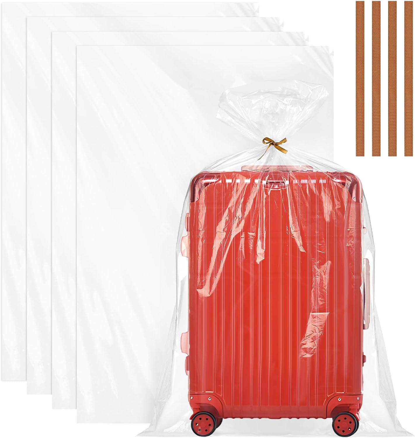 40" x 60" Extra Large Clear Plastic Storage Bags, 4 Pack Huge Waterproof Storage Bags with 4 Ties for Luggage, Suitcase, Furniture, Chair, Mini Bike, Holiday Decoration