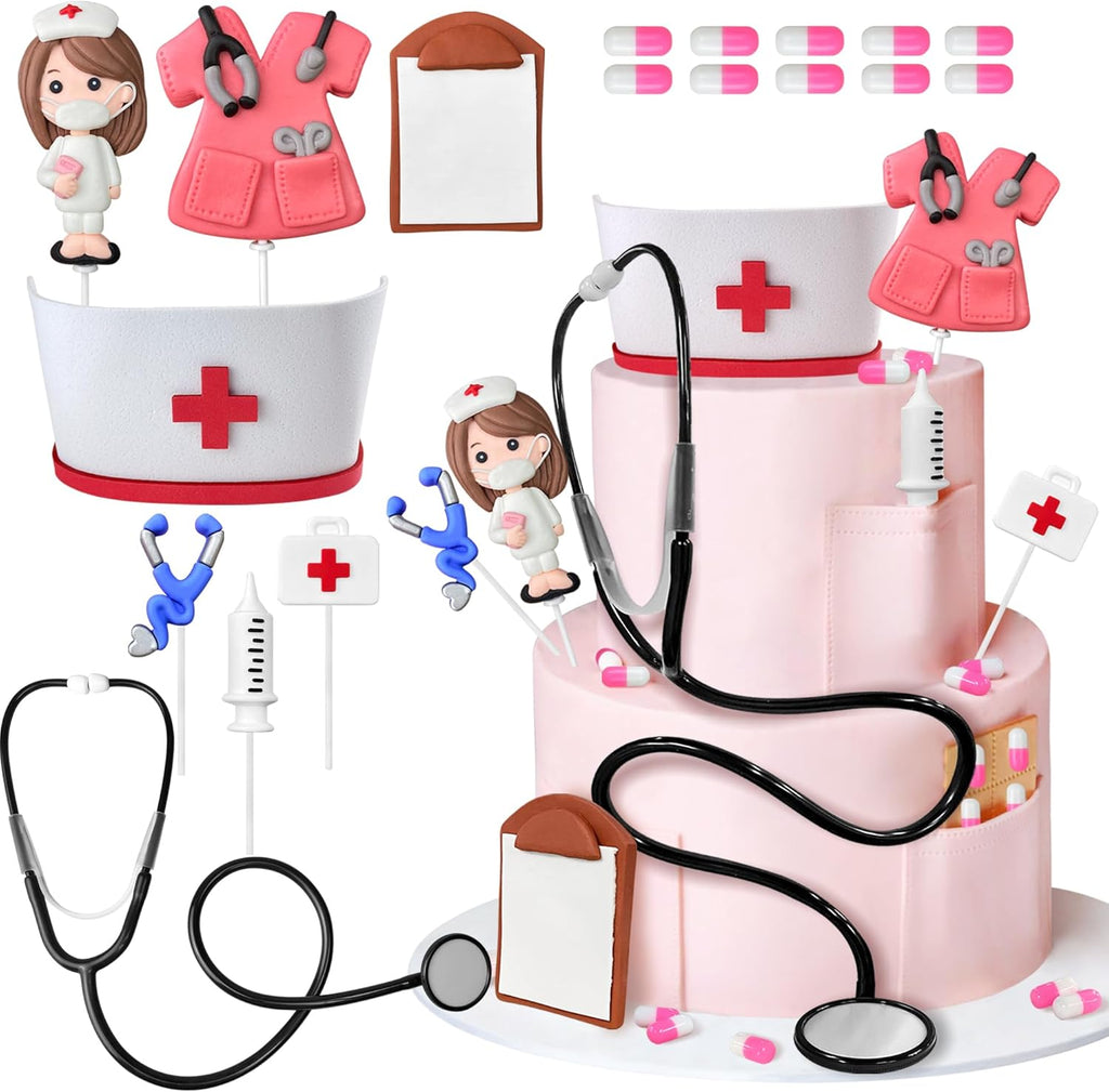 18PCS Nurse Cake Topper Nursing Cupcake Toppers for Nursing Doctor Graduation Party Supplies