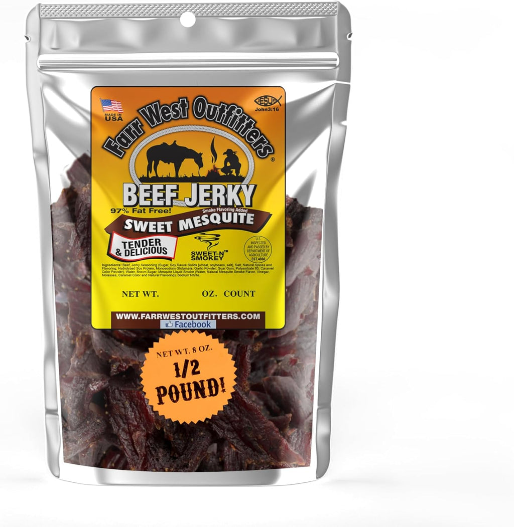 Farr West Outfitters Beef Jerky, (8 OZ, Sweet Mesquite)