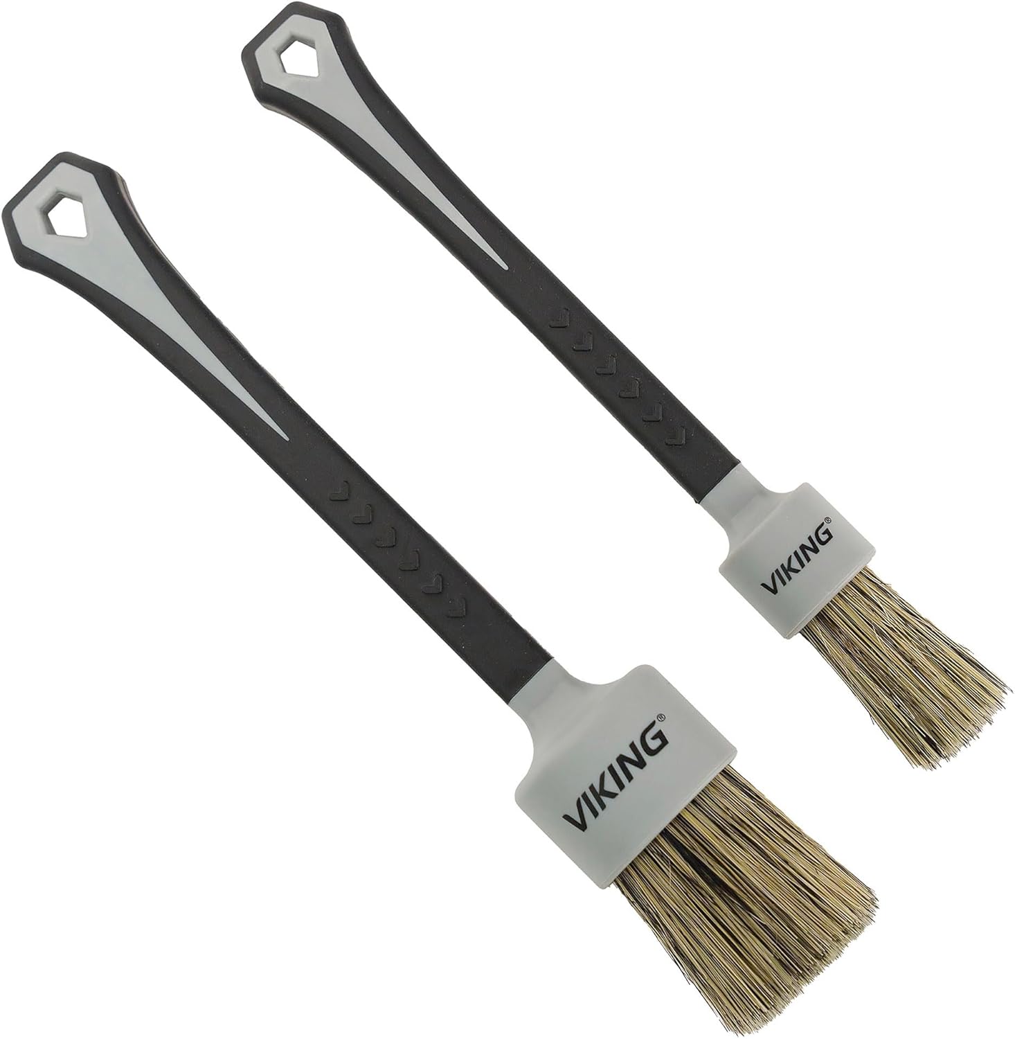 VIKING Exterior Detailing Brushes, Premium Boars Hair and Synthetic Bristles for Car Detailing Kit, Includes 2 Brush Head Diameters, 1 Inch and 1.5 Inch Brush Set