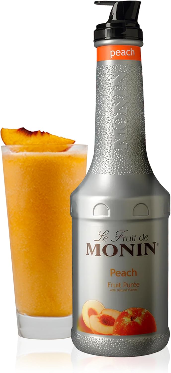 Monin - Peach Fruit Purée, Summertime Sweetness, Great for Cocktails, Smoothies, and Lemonades, Non GMO, No Artificial Ingredients (1 Liter)