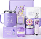 Spa Gifts for Women, 9pcs Happy Birthday Gifts for Women, Unique Birthday Relaxation Mothers Day Gift Christmas Ideas Relaxing Lavender Set Self Care Gift Basket for Her Mom Sister Friend Teacher