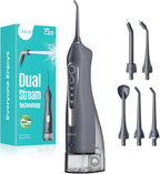 COSLUS Water Dental Flosser Teeth Pick C20: Portable Cordless Oral Irrigator 300ML Rechargeable Travel Irrigation Cleaner IPX7 Waterproof Electric Flossing Machine for Teeth Cleaning, Grey