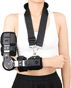 Hinged Elbow ROM Brace for Tendonitis andTennis,Post OP Adjustable Elbow Splint Immobilizer Arm Injury Recovery Support After Surgery Pain Relief,Right