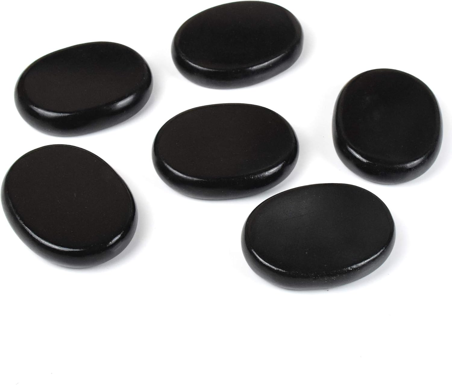 6Pcs Hot Massage Stones Set Natural Basalt Heated Warmer Stone for Spa Massage 2.36 x 3.14in (6x8cm) 2