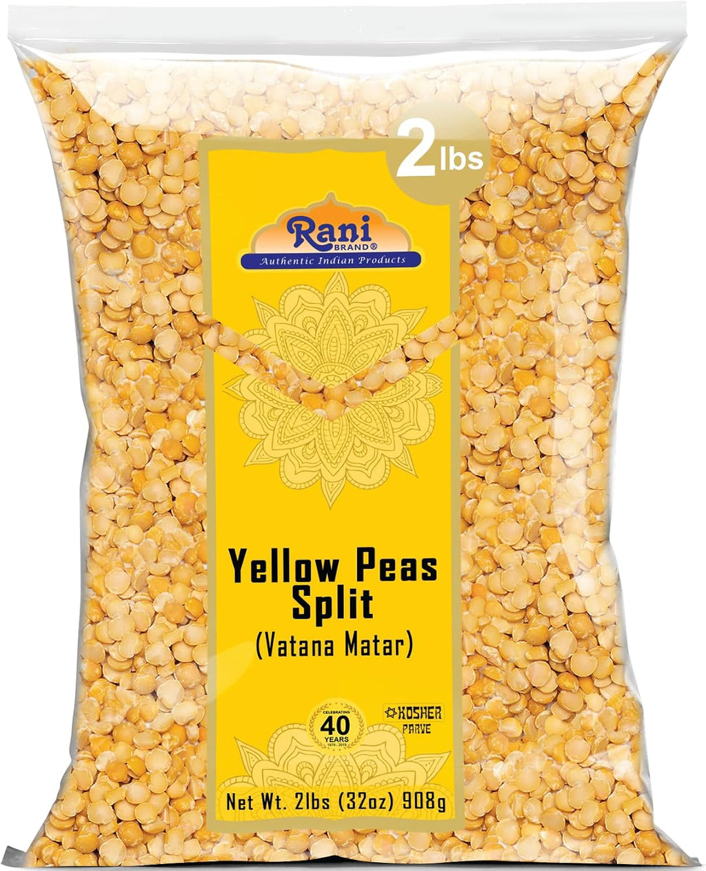 Rani Yellow Peas Split, Dried (Vatana, Matar) 32oz (2lbs) 907g ~ All Natural | Vegan | Gluten Friendly | Product of USA