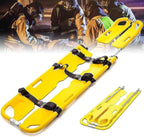 Foldable Aluminum Scoop, Portable Stretcher, EMT Medical Stretcher Patient Mover Rescue - 390Lb Load Capacity,with 3 Safety Straps