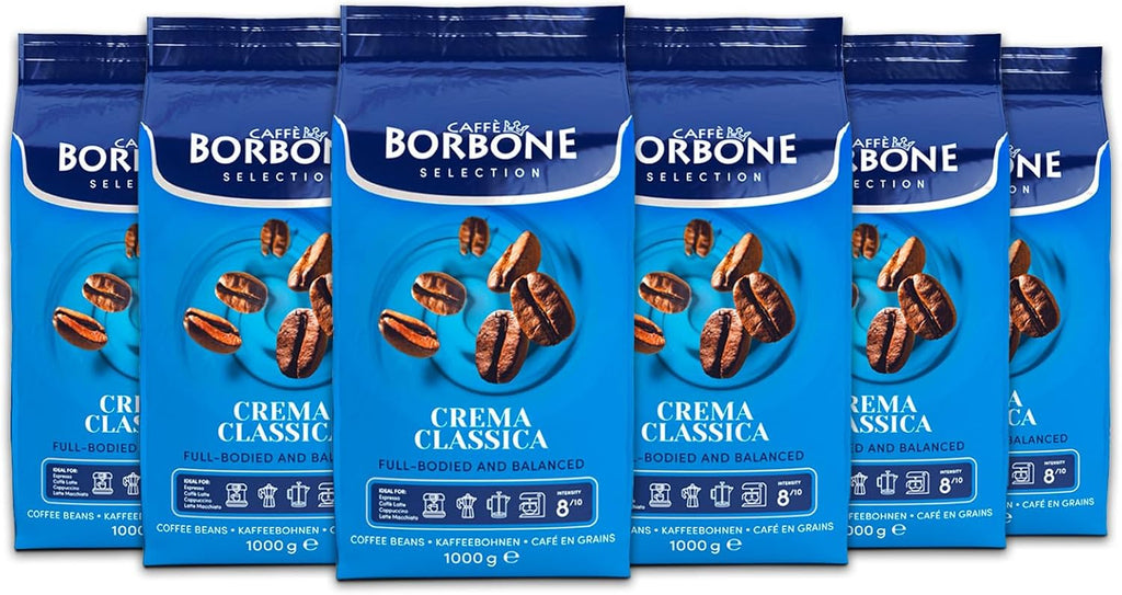 Caffè Borbone Whole Bean Coffee, Crema Classica, Medium Roast, Arabica and Robusta Blend - Roasted and Freshly Packaged in Italy - 2.2 Pound Bag (pack of 6)