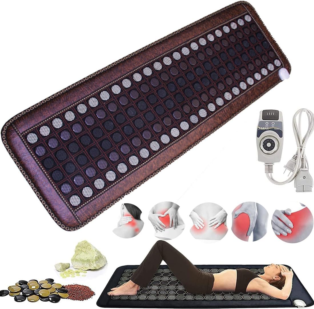 HAILM Far Infrared Heating Pad Automatic Thermostat Far Infrared Jade Amethyst Heat Stone Mat for Full Body, Tourmaline Heating Pads, Infrared Heat Therapy, Adjustable Temperature,60x150cm