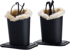 Siveit Plush Lined Eyeglass Holder, PU Leather Eyeglass Case, Anti-Scratch Glasses Storage Organizer for Desk Office Nightstand,2 Packs (Black, Black)