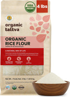 Organic Tattva White Rice Flour (4 lbs) - Indian Organic Rice Flour - Natural Plant Based - Vegan - Kosher - No Additives - Gluten Free - USDA Certified