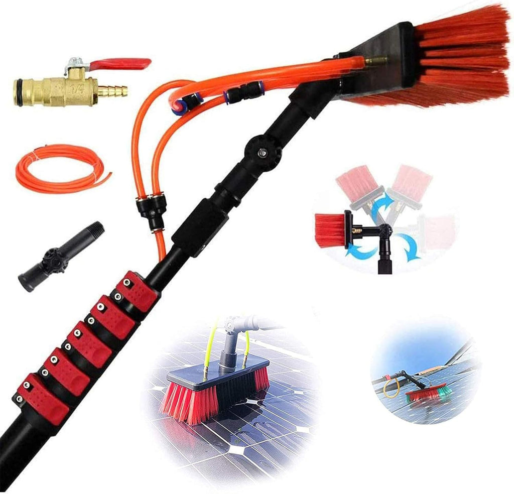 Water Fed Pole Kit, 3.6-11M Water Fed Telescopic Brush Cleaning Photovoltaic and Solar Panels Washing Set Equipment Extension Pole Cleaning for Trucks,24FT/7.2M