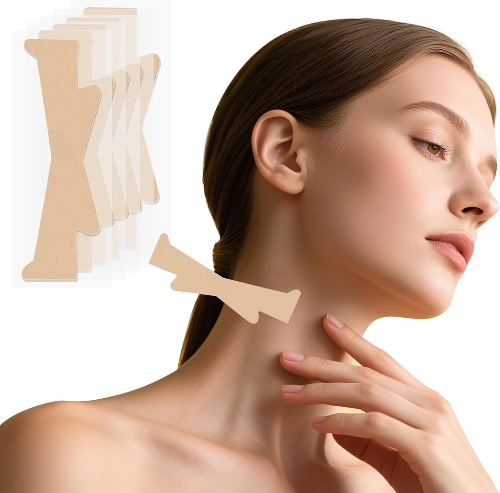 40 Pcs Neck Lift Tape Invisible Behind Neck, Instant Tightening and Lifting Tape for Sagging Skin, Invisible Face Lifting Bands Strips for Wrinkles & Double Chin (Beige, Large)