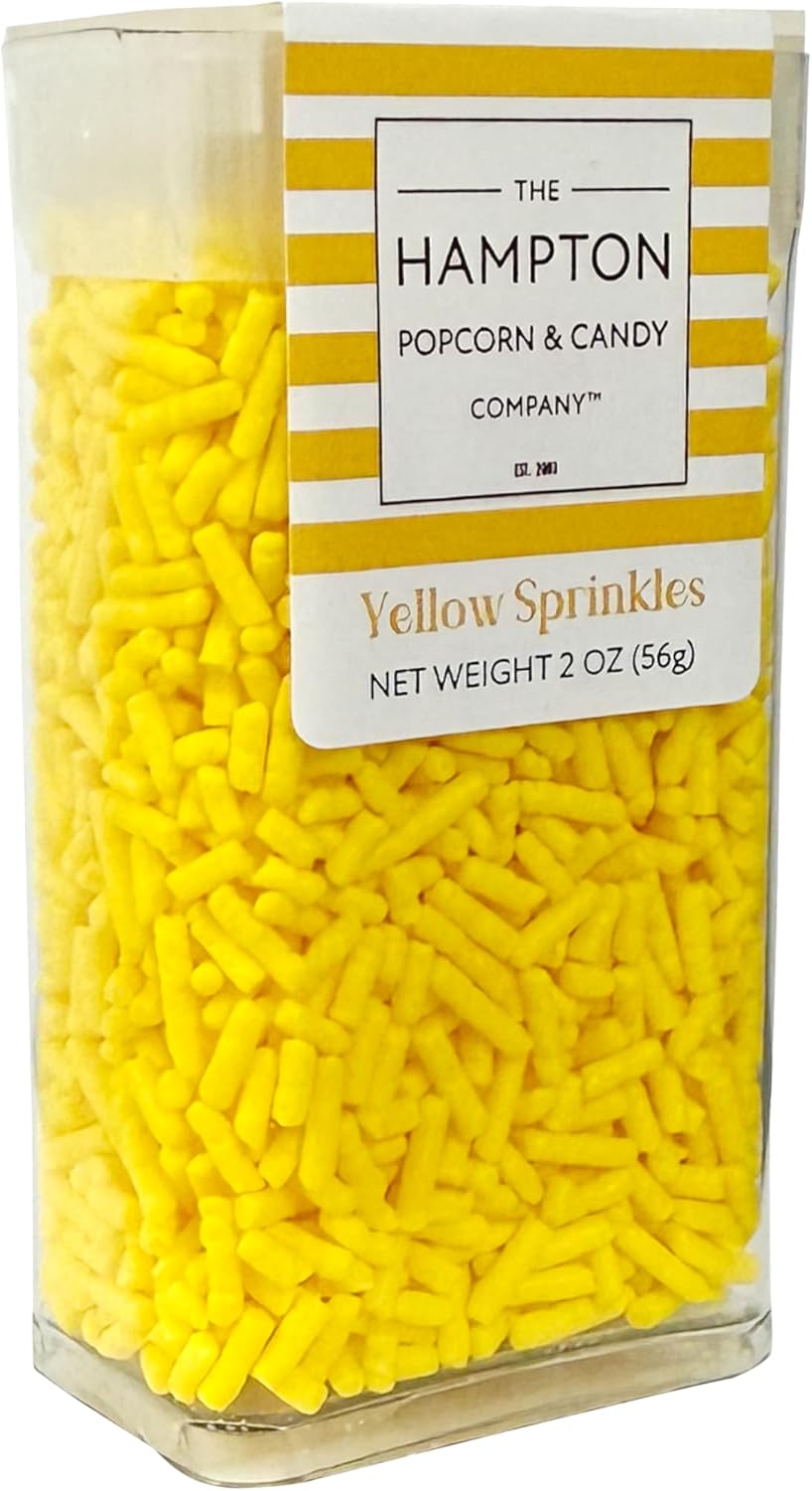 Bright Yellow Sprinkles Jimmies 2 oz, Sprinkles For Cake Decorating, Baking, Ice Cream & More, The Hampton Candy Company