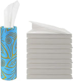 Refillable Car Tissue Holder Dispenser with facial tissues, Universal Round Auto Tissue Box Organizer with 9-Pack Travel papers, Fit for Car Cup Holder Tissues Cylinder - Blue