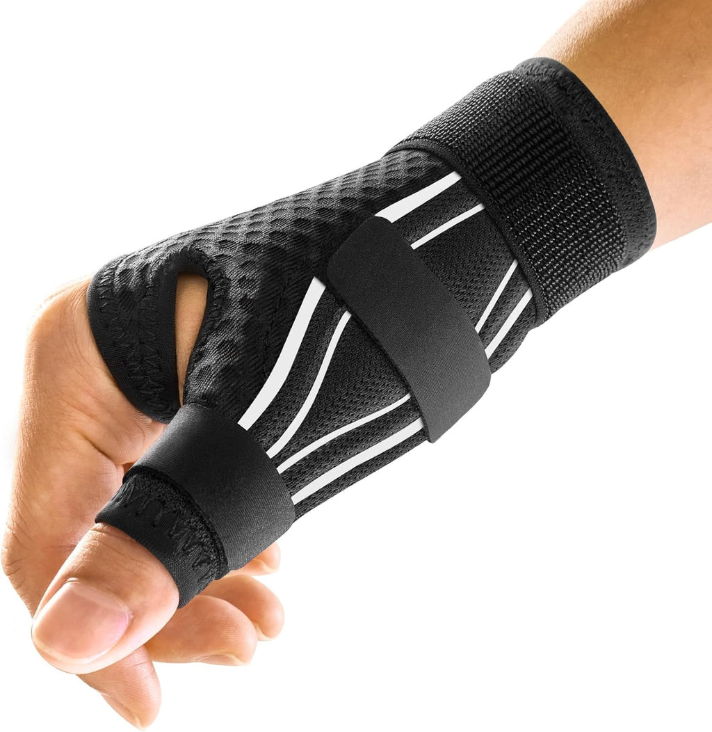 FREETOO Thumb Brace Support Right Hand or Left Hand for Arthritis Pain and Support, Thumb Spica Splint for Trigger Thumb, Thumb Stabilizer for Tendonitis, Sprain Fits Palm 7.5''-8.5'' S/M White