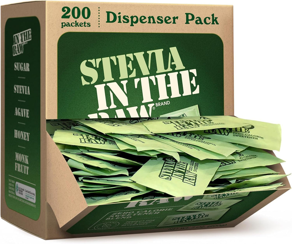 Stevia In The Raw Stevia Sweetener Packets, 200 Ct Box, 2 Pack, Zero Calorie Stevia Sugar Substitute Packets, No Erythritol or Artificial Flavors, Vegan, Gluten Free, Kosher, Low Glycemic Index