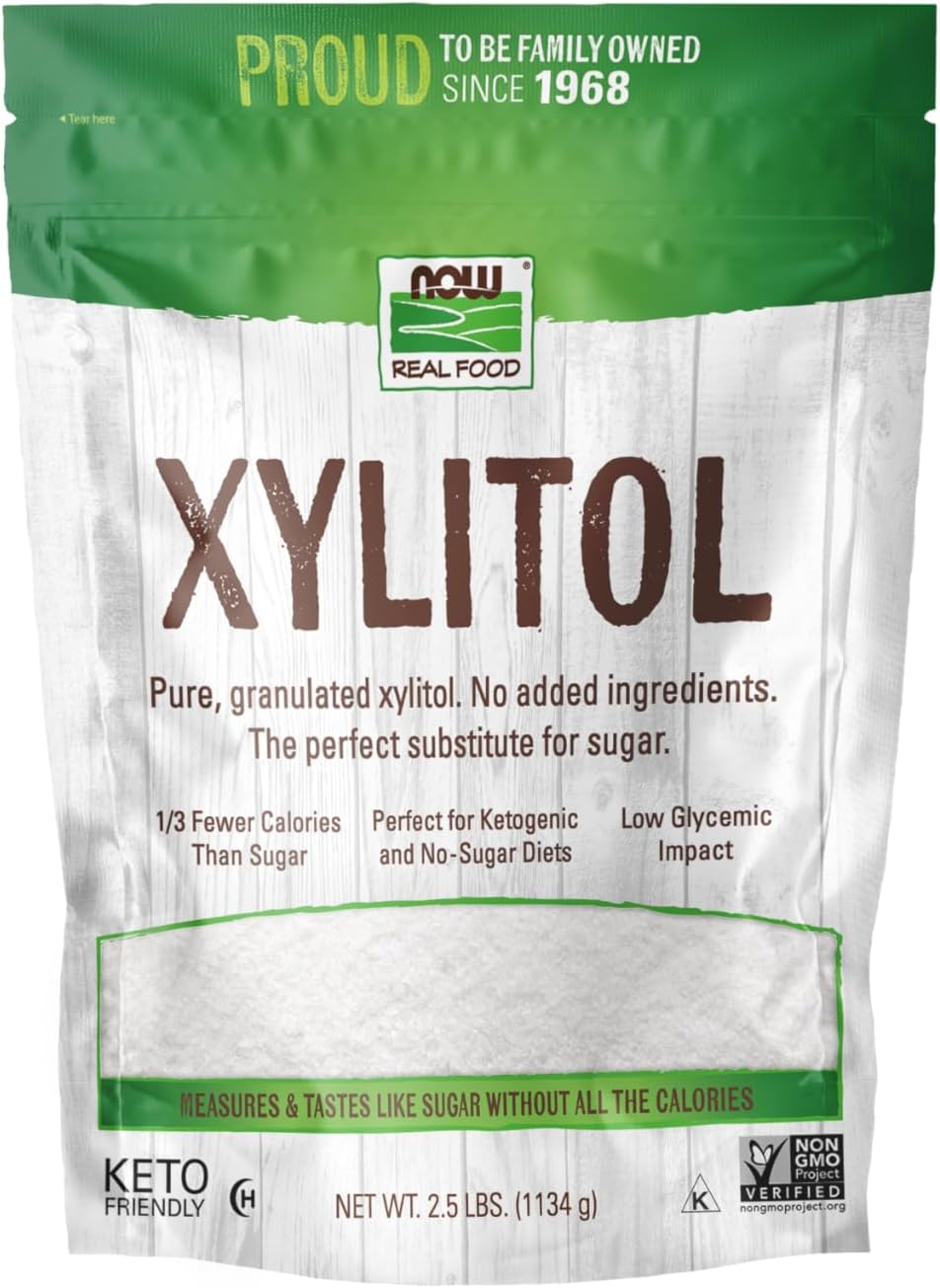 NOW Foods, Xylitol, Pure with No Added Ingredients, Keto-Friendly, Low Glycemic Impact, Low Calorie, 2.5-Pound (Packaging May Vary)