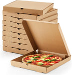 Fullhawl 10 Pcs Corrugated Pizza Boxes 14 x 14 Inches, Grease Resistant Kraft Takeout Containers Packing Boxes for Cake, Cookies, Food and Crafts