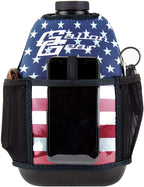 1 Gallon Large Water Bottle with Cover - BPA Free Plastic, Reusable Water Jug and Neoprene Cooling & Insulated Carrier with Storage Pockets (Black w/American Flag Cover)