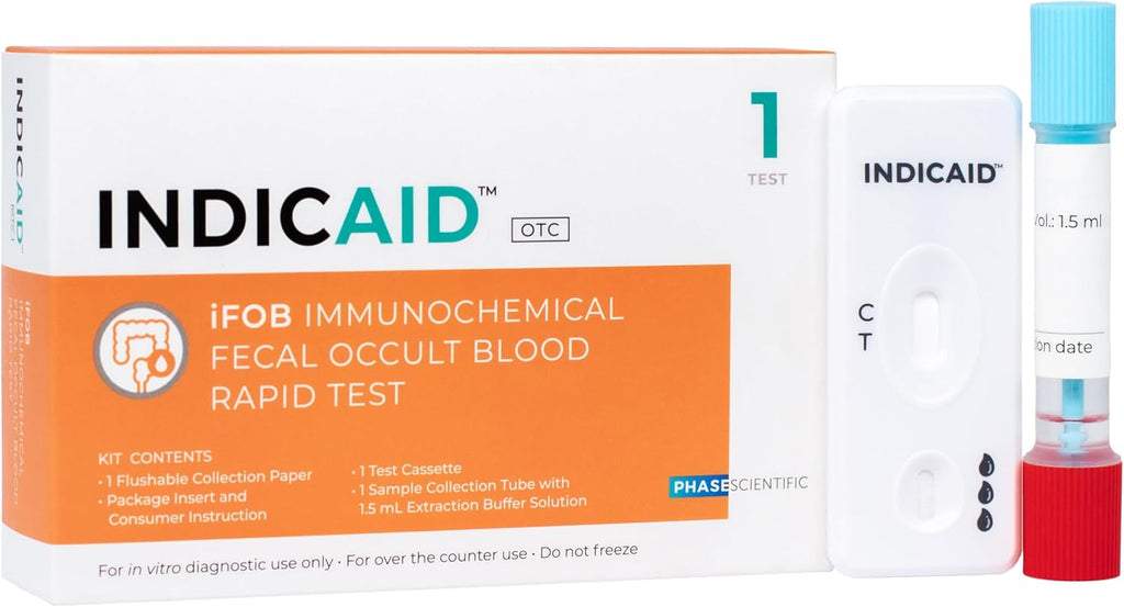 INDICAID Immunochemical Fecal Occult Blood Rapid Test (iFOB), FIT Colon Test, Accurate and Easy at Home, No Prep Required (1 Pack)