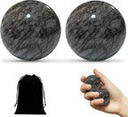 Hand Therapy Balls for Stress Relief,Baoding Balls for Women & Men,Marble Chinese Massage Ball Set for Hand Exercise,Arthritis,Brain Stress Relief,2 Pack with Storage Bag (1.57inch Dark Grey)