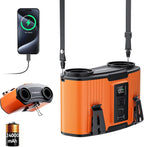 24000mAh Portable Waist Fan, Dual Waist Fan, USB Rechargeable Clip On Belt for Working, Dual Air Ducts Motors, 10 Speeds & 40H, Wearable Neck Fan Cooling for Camping, Outdoor, Travel (Orange)