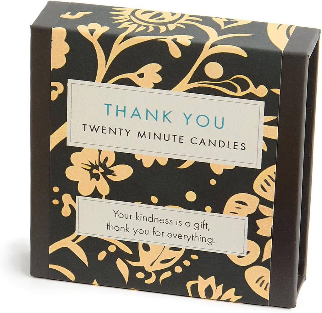 Signature Collection – Thank You (Folk). 12 x Twenty Minute Candles with a Ceramic Holder.