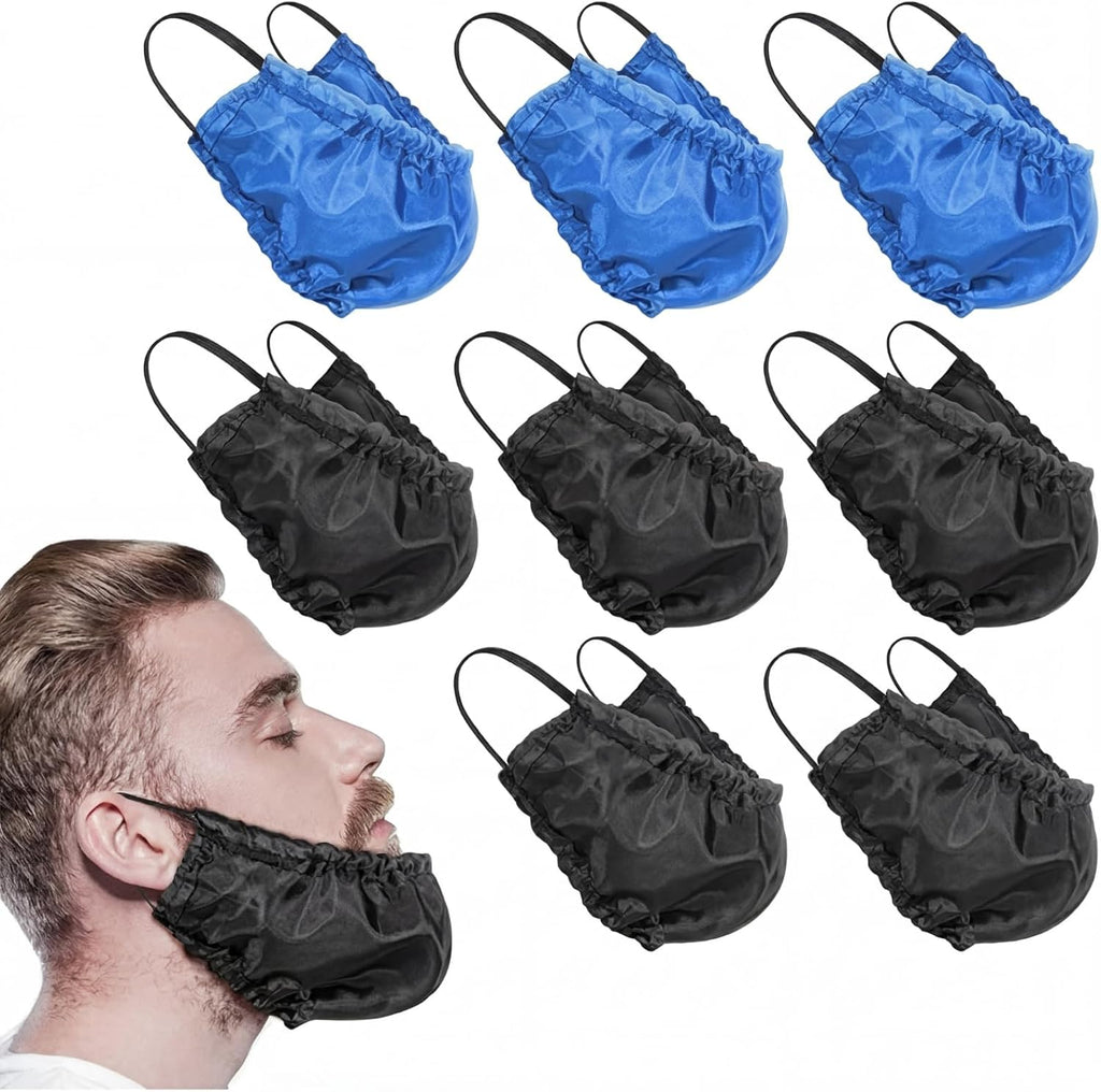 Boao 9 Pieces Beard Bandana Beard Covers Facial Beard Apron Caps Facial Beard Guard Bedtime Bib(Black, Blue, Coffee)
