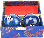 2Pcs Chinese Health Exercise Stress Baoding Balls, Meditation Massage Handball with Box, Hand Exercise Ball for Men Women Hand Exercises and Stress Relief(Color:Blue Tai Ji)