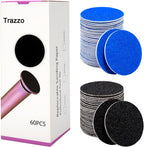 Trazzo 80/120/180 Grit Replacement Sanding Discs for Electric Foot File - Color-Coded Refill Sandpaper Pads for Callus Remover, Fits Most Round Foot Grinders (60PCS)