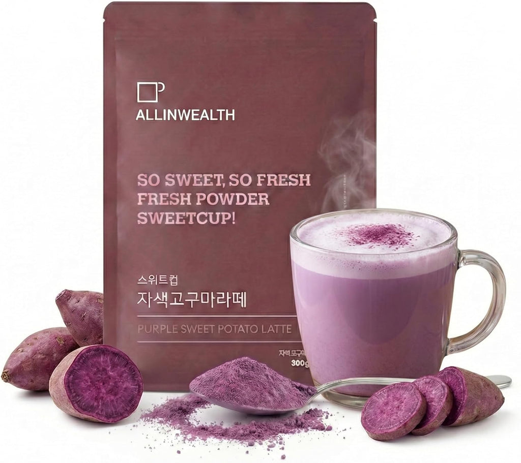 Allinwealth Sweet Potato Latte Powder Mix – Creamy & Savory Flavor for Home Cafe Baristas – Hot & Iced Beverage Base, No artificial color – 500g (1.1 lbs) Pack