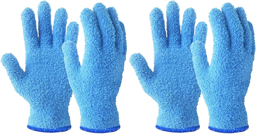 Evridwear Microfiber Dusting Gloves, Dusting Cleaning Glove for Plants, Blinds, Lamps and Small Hard to Reach Corners, 2 Pairs (Blue S/M)