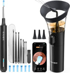 Ear Wax Removal - One-Hand Manual Ear Cleaner with Camera, 7 PCS Ear Spoons, Safe Ear Irrigation Kit for Adults, FSA-HSA-Eligible (Black)