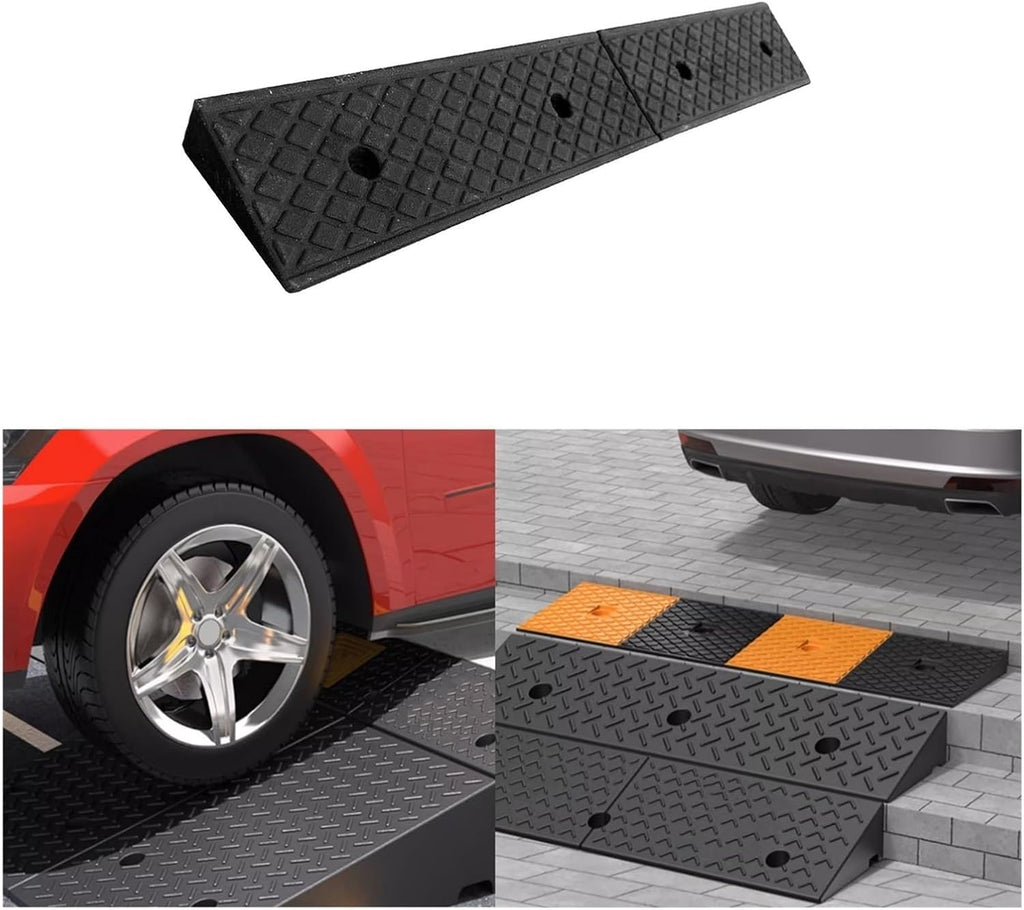 JIUYUEYA Rubber Curb Ramp, Heavy Duty Car Ramp, Entry Curbs, Scooter Skid Entry Robot Sill, Anti-Slip Surface Curbs for Garage Sidewalk, Size : 100x17x7cm