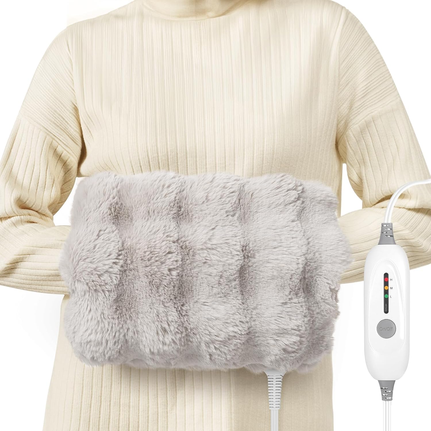 Double-Sided Heating Pad for Hands, Electric Hand Warmer for Fingers Arthritis, Heated Gloves Indoor Use, Hand Warmer Pouch for Women Men Hand Pain Relief, 3 Levels & Auto Off, Grey