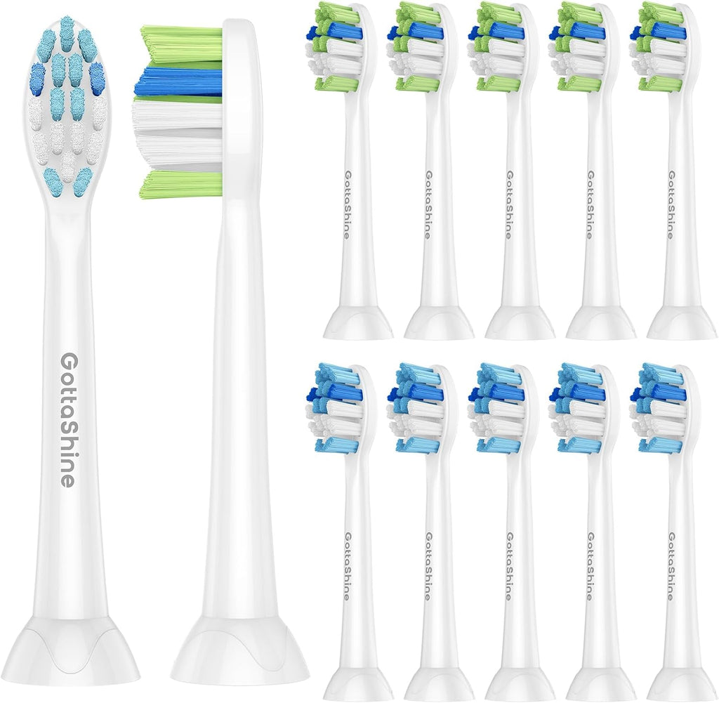 Replacement Toothbrush Heads for Philips Sonicare – Plaque Control, Compatible with Click-on Electric Toothbrush Handles, 12 Pack White (White, Medium)