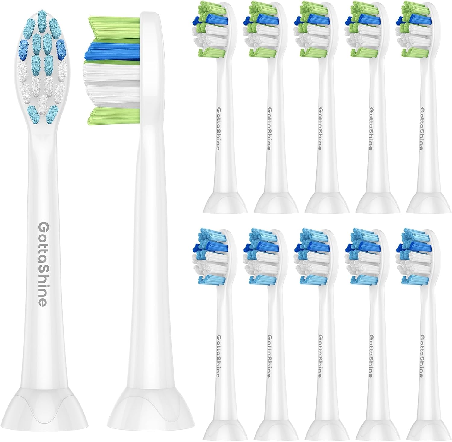 Replacement Toothbrush Heads for Philips Sonicare – Plaque Control, Compatible with Click-on Electric Toothbrush Handles, 12 Pack White (White, Medium)