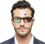 OCCI CHIARI Photochromic Bifocal Reading Glasses for Mens,Square Transition UV Protection Sunglasses Readers