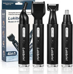 Rechargeable Ear and Nose Hair Trimmer, 4-in-1 Professional Painless Eyebrow & Facial Hair Trimmer for Men Women, Powerful Motor and Dual-Edge Blades for Smoother Cutting, Black (Black)
