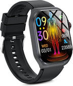 Health Smart Watches for Men Women - 1.87'' Large Display Fitness Trackers Watch with Heart Rate, Blood Pressure, Blood Oxygen, Sleep & Stress Track, 110+ Sports Modes, IP68 Waterproof Watch,Black