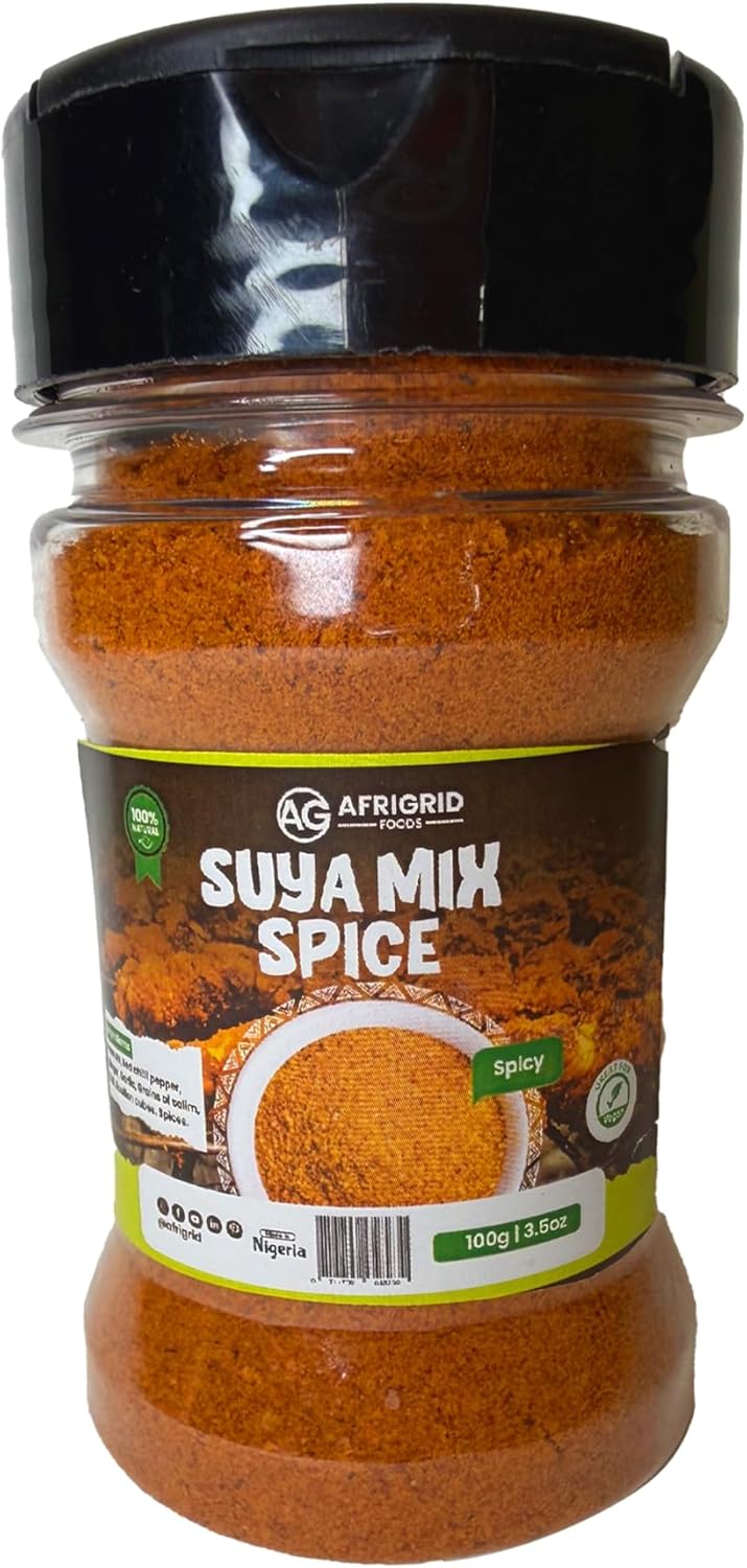 Suya Spice - African Suya Seasoning Pepper by Afrigrid - Chicken, Beef, and Steak Spicy Sweet Seasoning 100g| 3.5oz (100g)