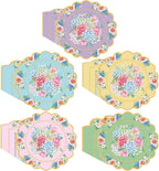 100pcs Flower Shaped Tea Party Napkins, Glazeal 2 Ply Vintage Floral Napkins Scalloped Guest Paper Napkins for Tableware Wedding Bridal Baby Shower Tea Birthday Party