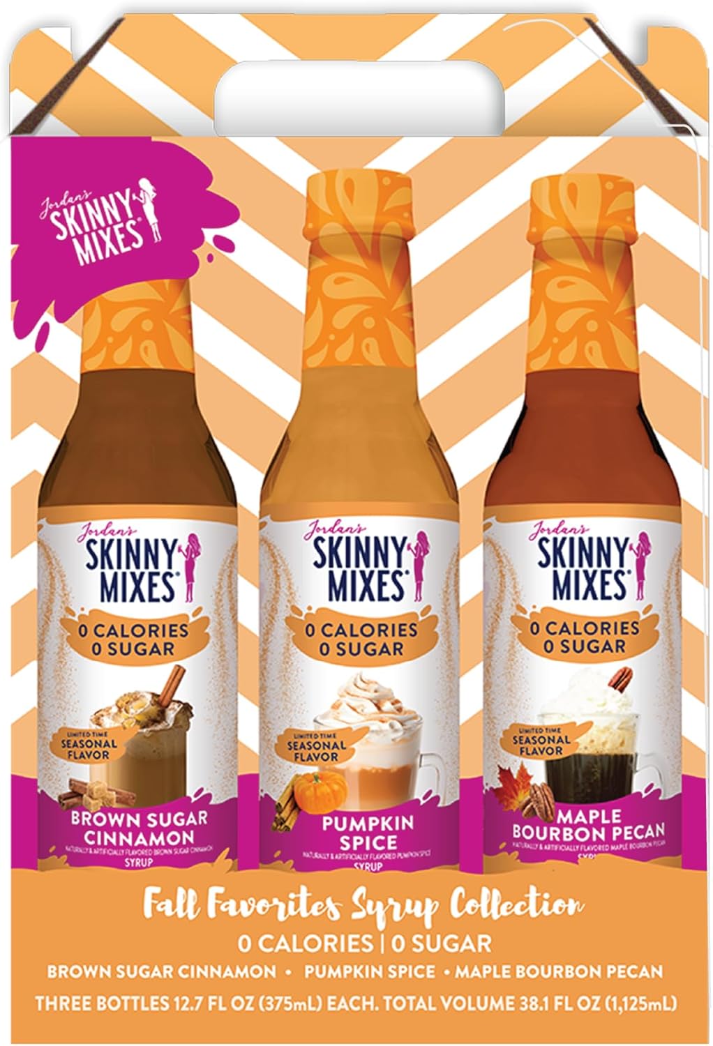 Jordan's Skinny Mixes Sugar Free Coffee Syrup, Holiday Fall Syrup Trio Coffee Flavoring Syrup, Zero Calorie Drink Mix for Lattes, Baking, Protein Shake, Dairy & Gluten Free, Kosher,12.7 Fl Oz, 3 Pack