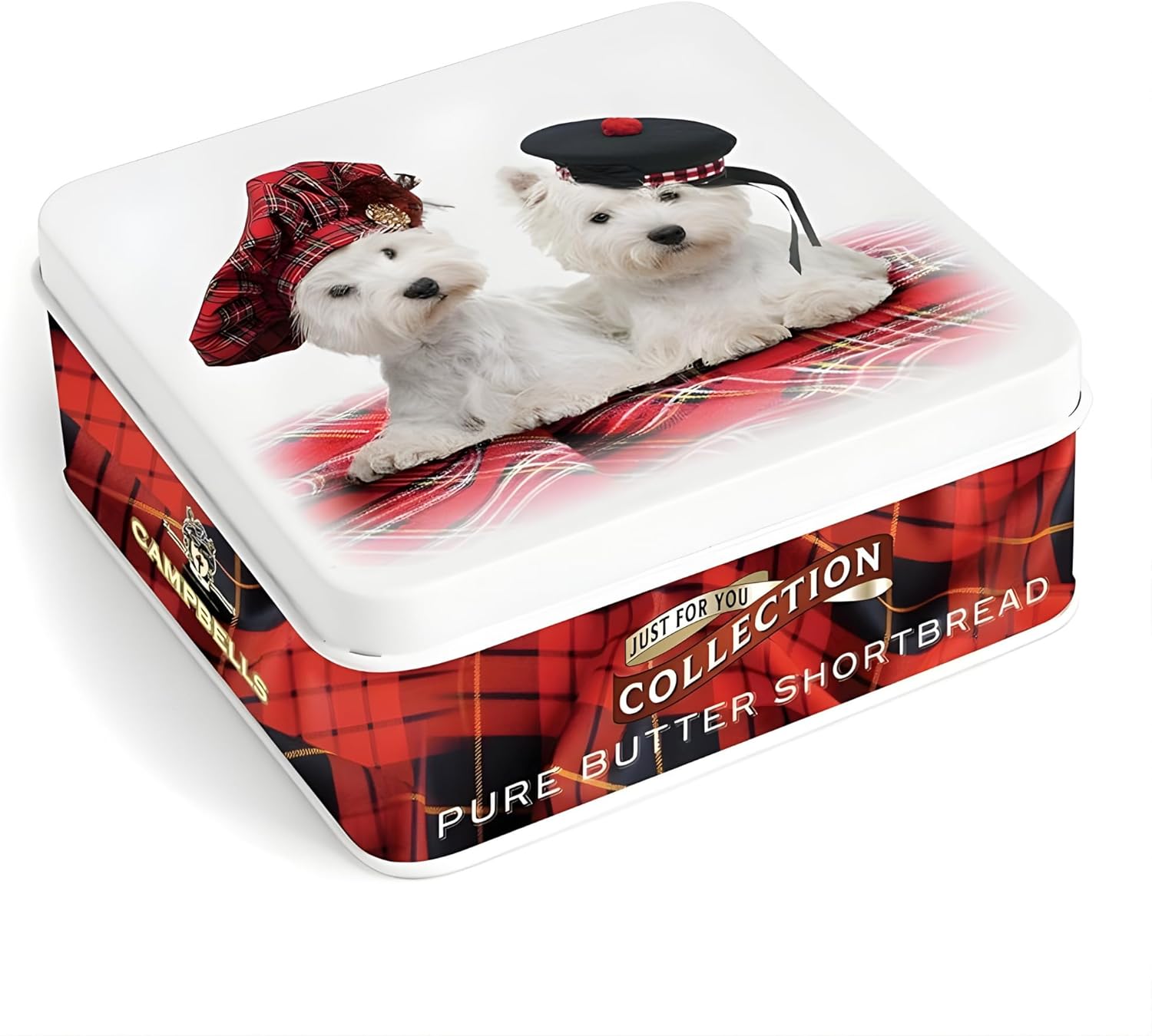 Campbells Shortbread Fingers Dogs with Tammies Tin 3.2oz (90g) - Pure Butter Scottish Shortbread Cookies from Scotland, Crumbly Butter Fingers, British Tea Biscuits & Snacks, Scottish Treat Gift Tin