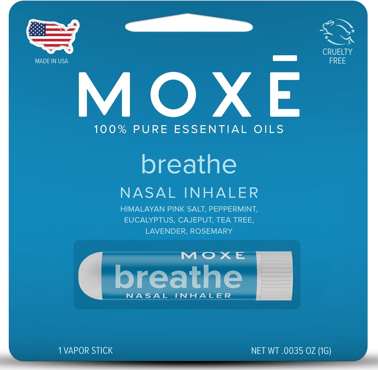 MOXE Breathe | Himalayan Salt Inhaler | Help Clear Congestion, Boost Focus and Improve Breathing | Natural Aromatherapy | Peppermint, Lavender and Tee Tree Essential Oil (1 Pack)…
