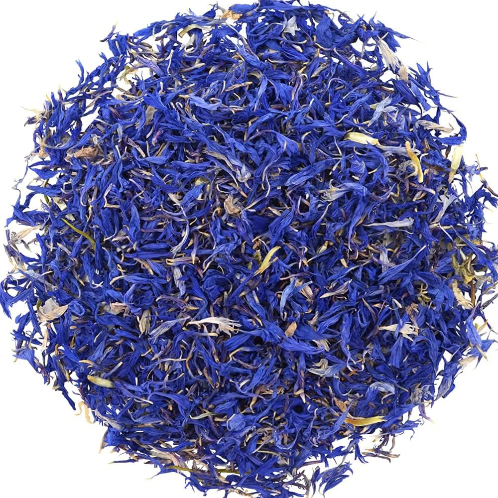 TooGet Blue Cornflower Petals, 100% Natural Centaurea Cyanus, Blue Dried Plower Petals for Homemade Lattes, Tea Blends, Bath Salts, Wedding Confetti, Gifts, Crafts – 0.5 OZ/15g